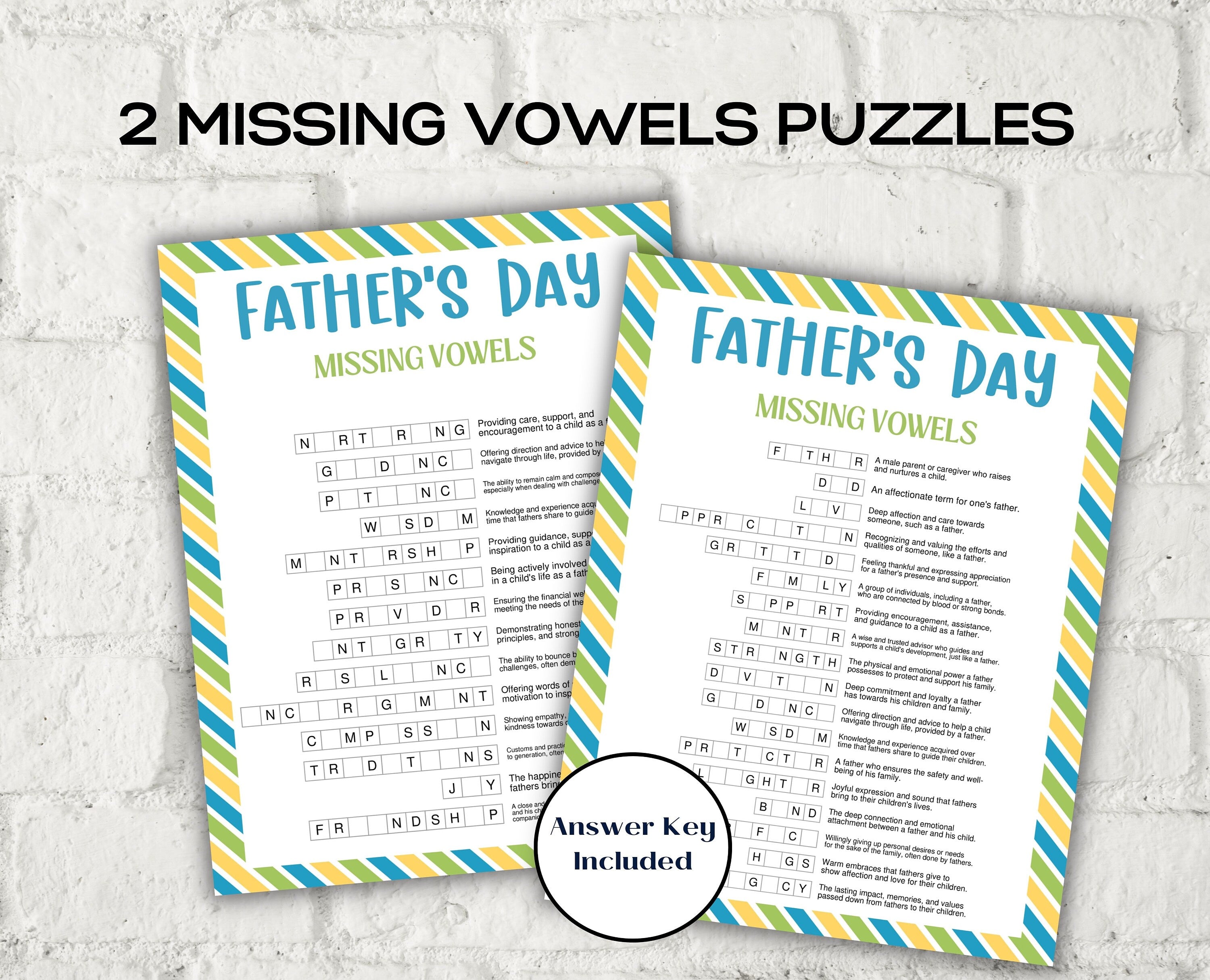 Fathers Day Vocabulary Puzzle Bundle I Printable Father's Day Games For Kids Teens and Adults | Party Activities | Classroom Games 005-Mother&#39;s/Father&#39;sDay -TheHustlingCatLady-Party Games