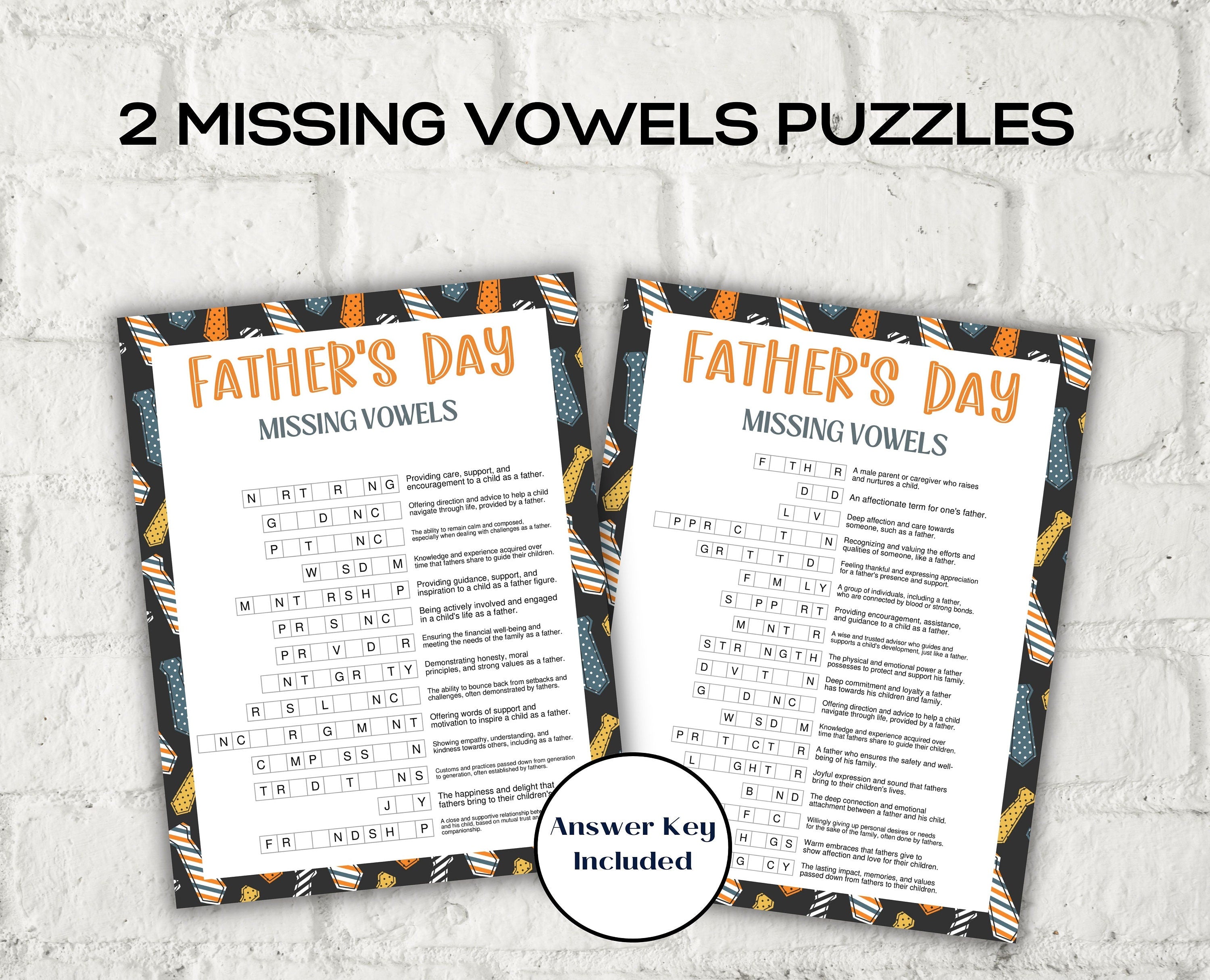 Fathers Day Vocabulary Puzzle Bundle-Mother&#39;s/Father&#39;sDay -TheHustlingCatLady-Party Games