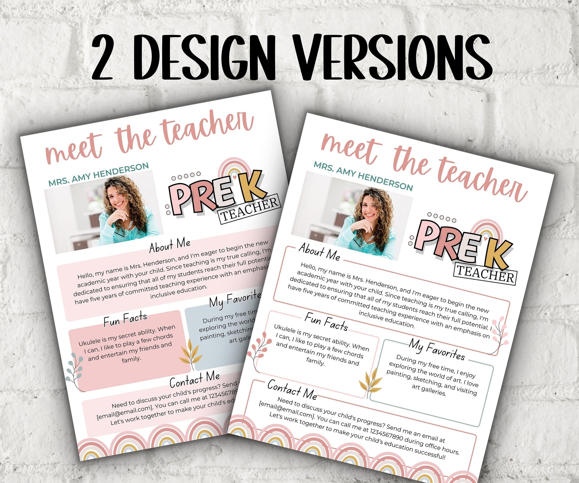 Pink Meet The Teacher Rainbow I Pre K Teacher I Boho teacher I Meet the Teacher Bundle I Canva Template I Editable Teacher Template