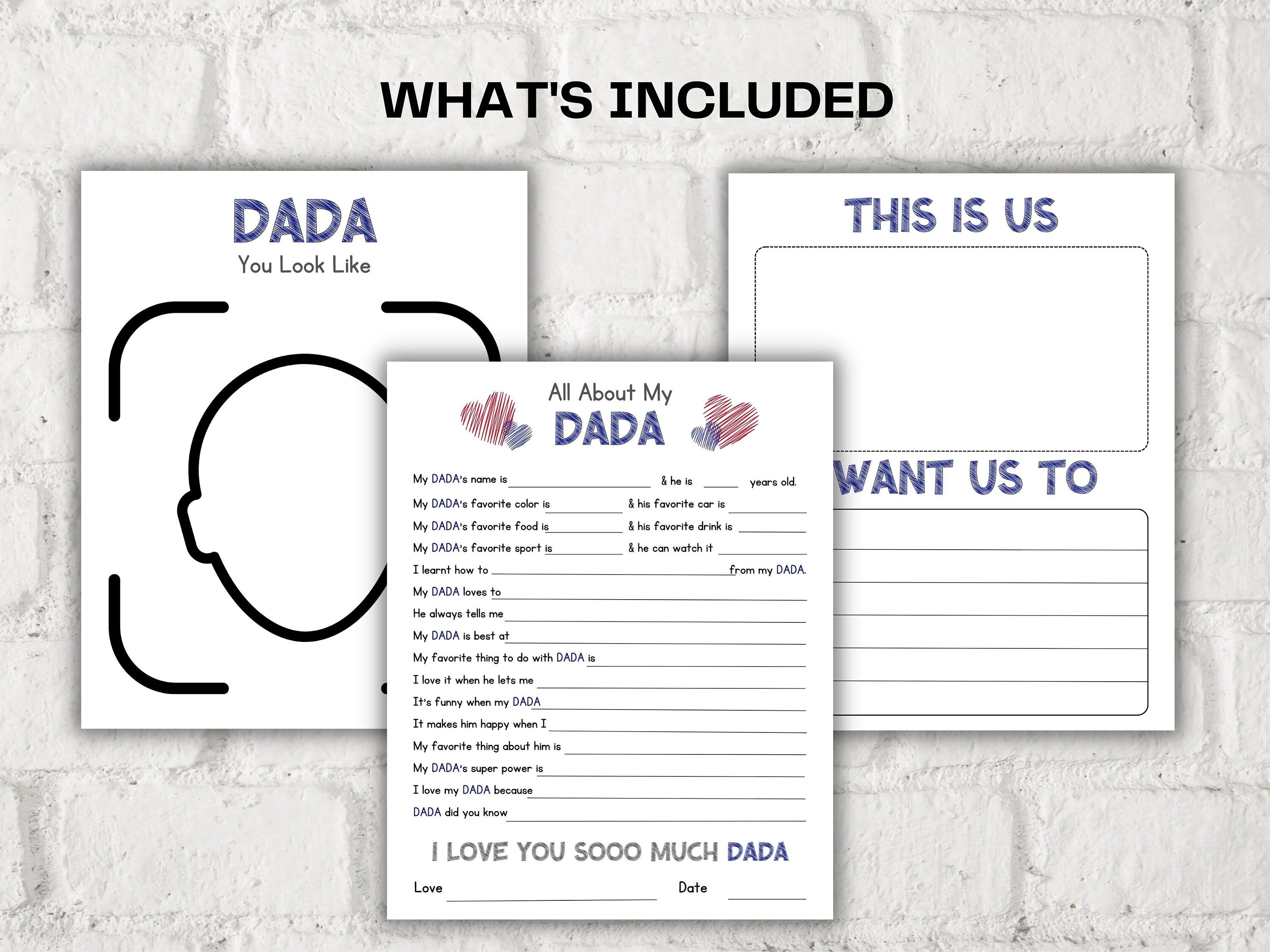 All about my Dada fill in the blank I Father's Day Gift I About Dada I Gift for Dada I Dada interview Questionnaire 001