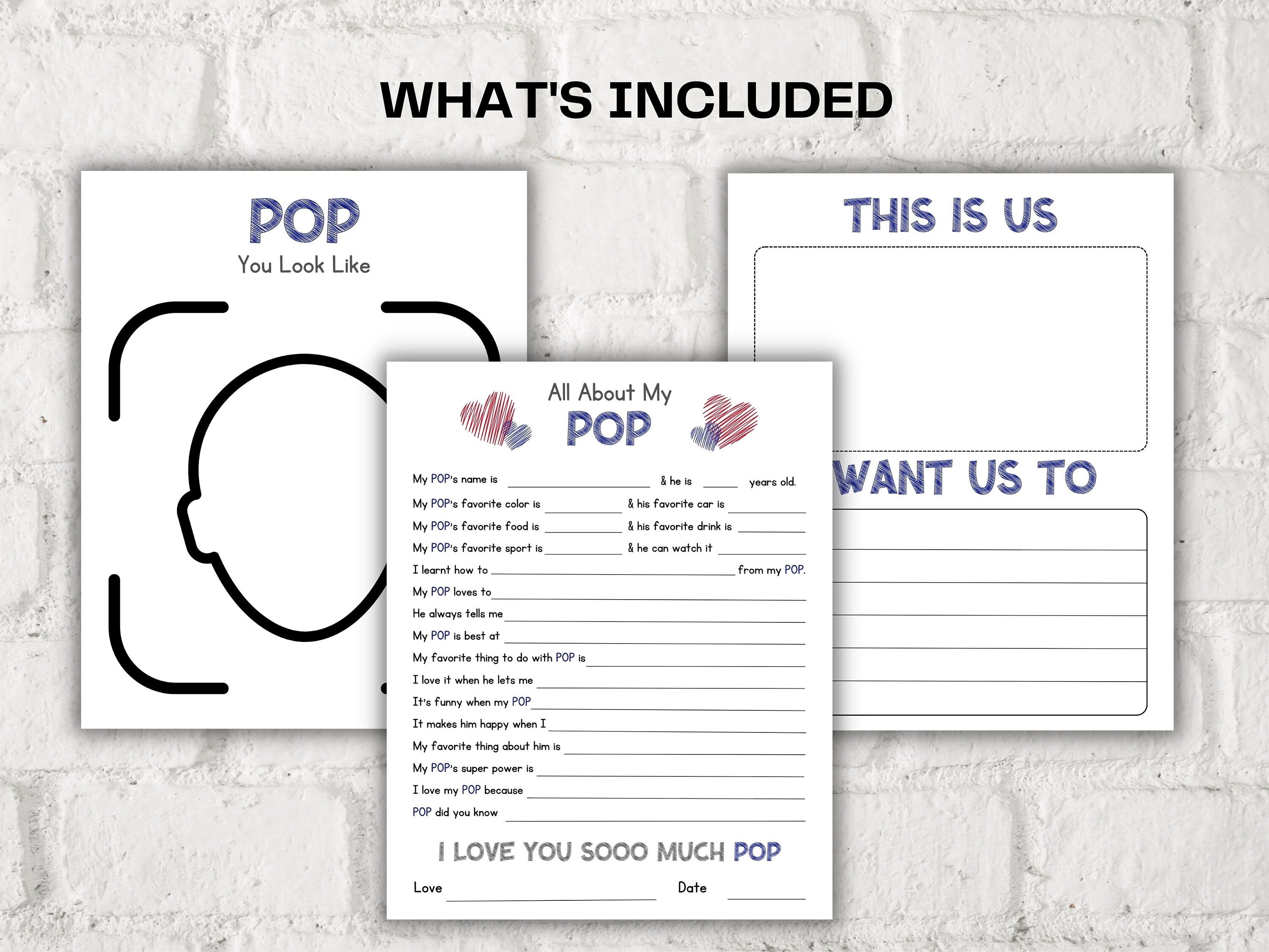 All about my Pops fill in the blank I Father's Day Gift I About Pop I Last minute Gift for Pop I Pops interview Questionnaire 001