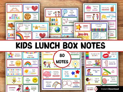 80 Lunchbox Notes for Kids | Positive & Encouraging Notes | Back to School Notes I Motivational Notes | Positive affirmation notes