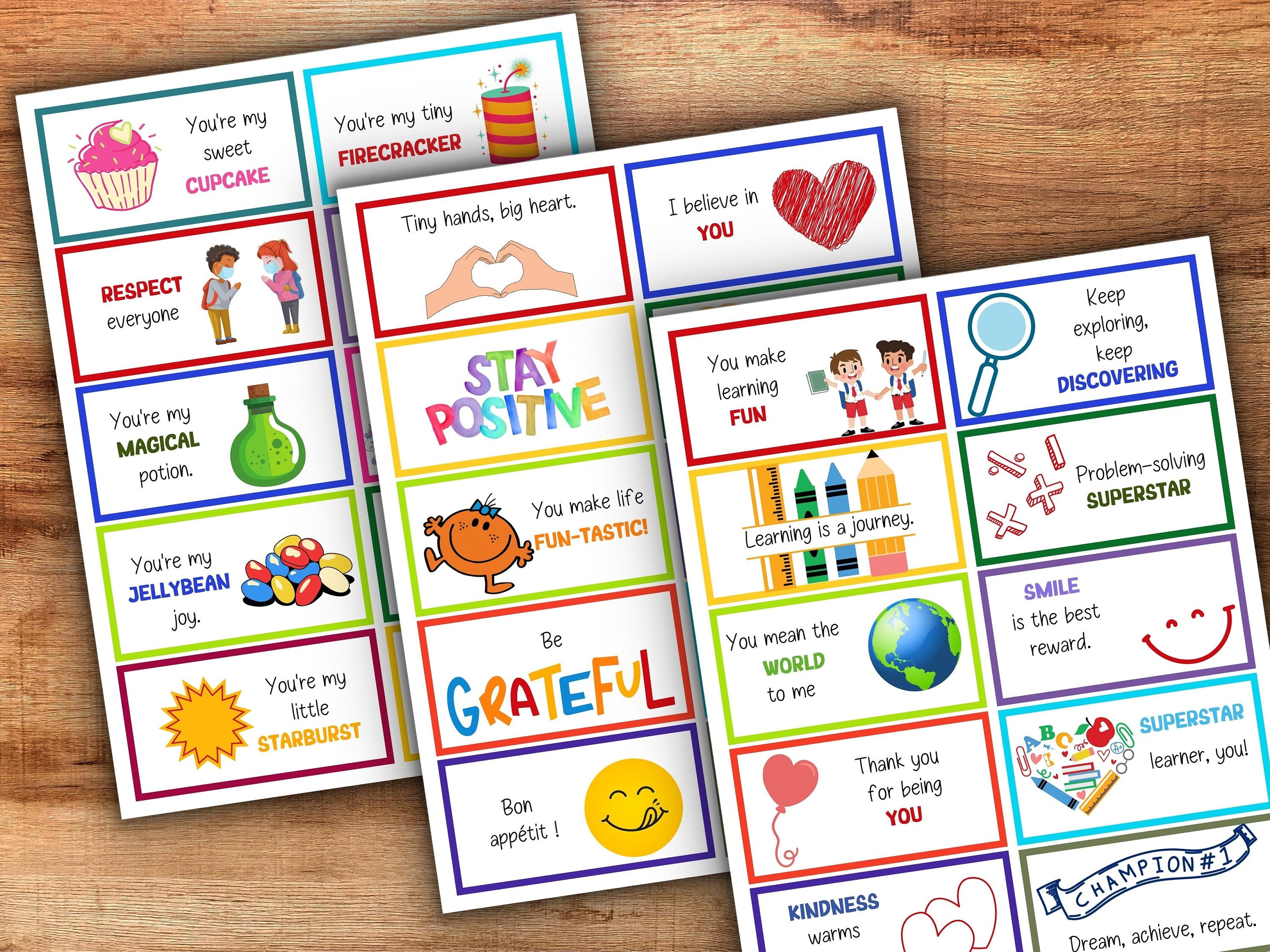 80 Lunchbox Notes for Kids | Positive & Encouraging Notes | Back to School Notes I Motivational Notes | Positive affirmation notes