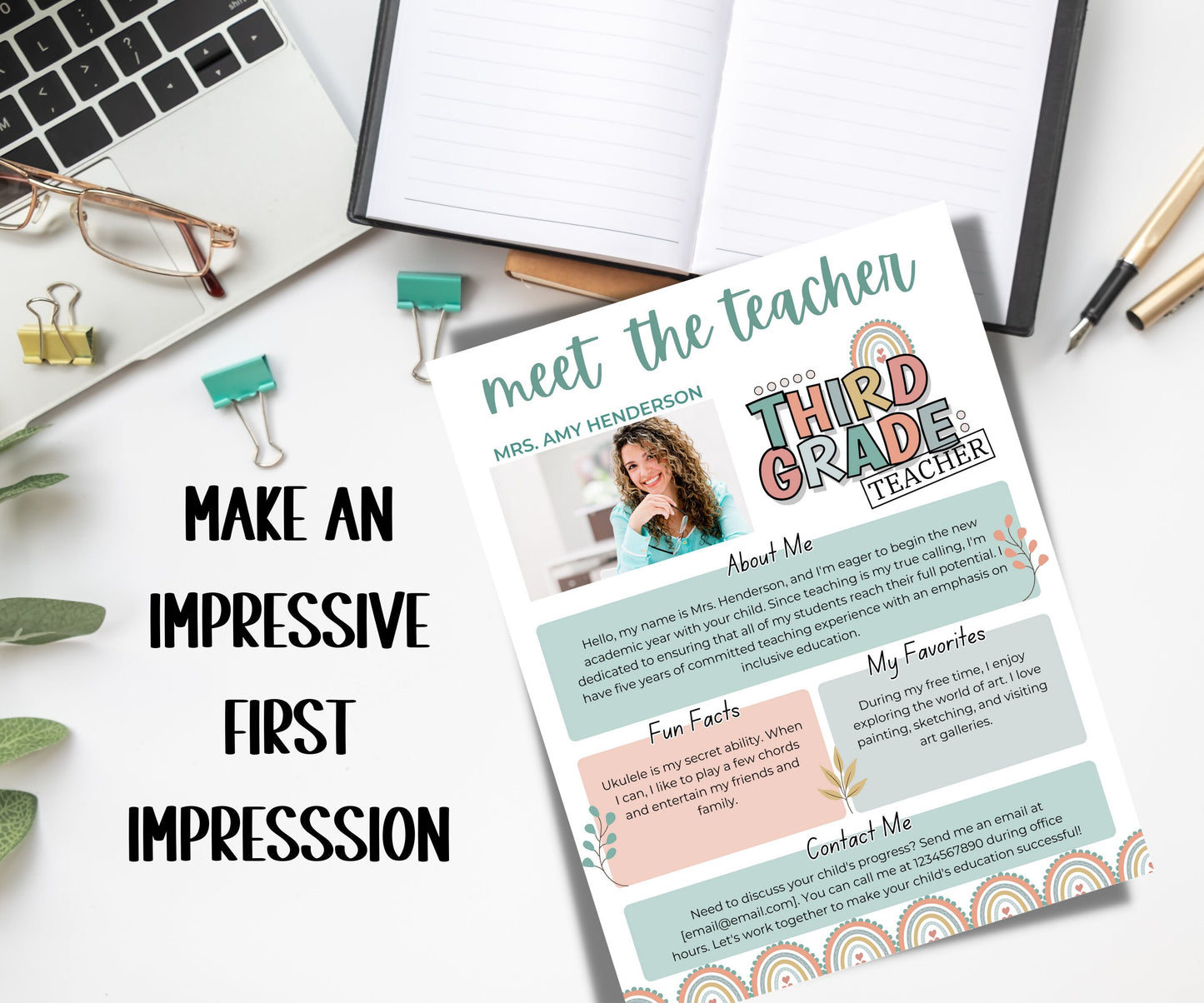 Groovy Meet The Teacher I Third grade Teacher I Boho teacher I Meet the Teacher Bundle I Canva Template I Editable Template