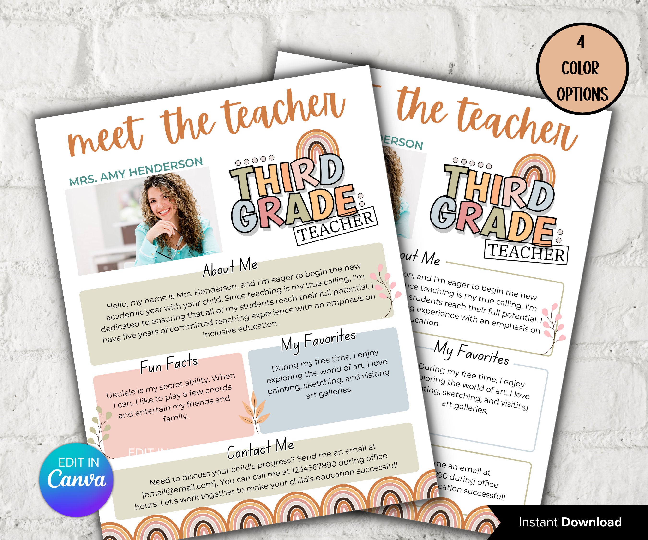 Groovy Meet The Teacher I Third grade Teacher I Boho teacher I Meet the Teacher Bundle I Canva Template I Editable Template