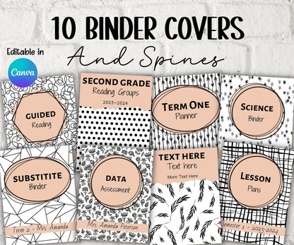 Editable Binder Covers and Spines I Printable Binder Cover I Homeschool Binder I Teacher resources I Sub Binder I Editable College Binder