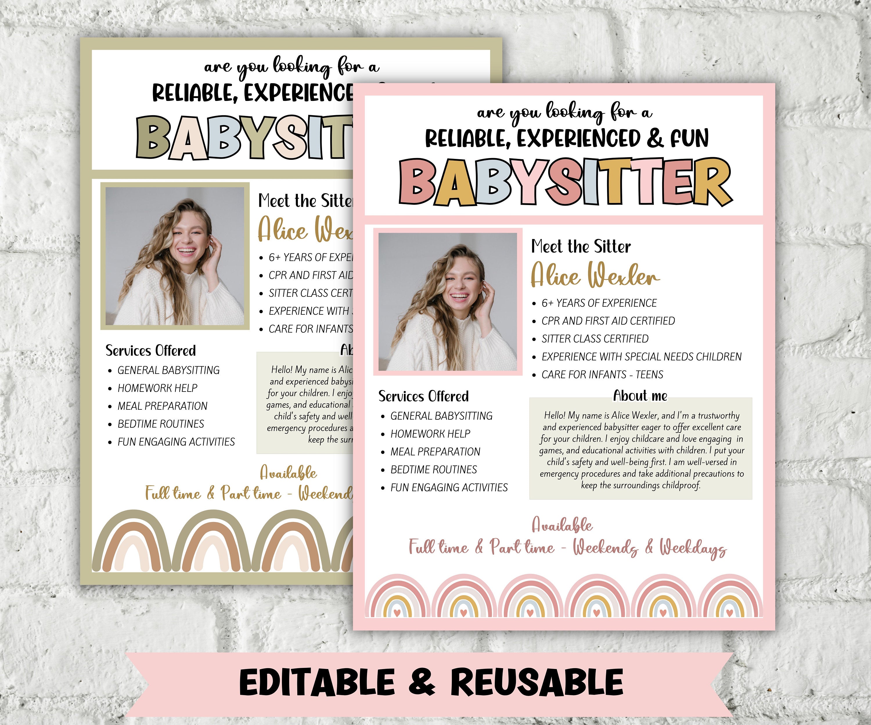 Editable Babysitter Flyer, Childcare Services Community Caretaker Printable Flyer, Babysitter Flyer, Small Business template , Canva Flyer