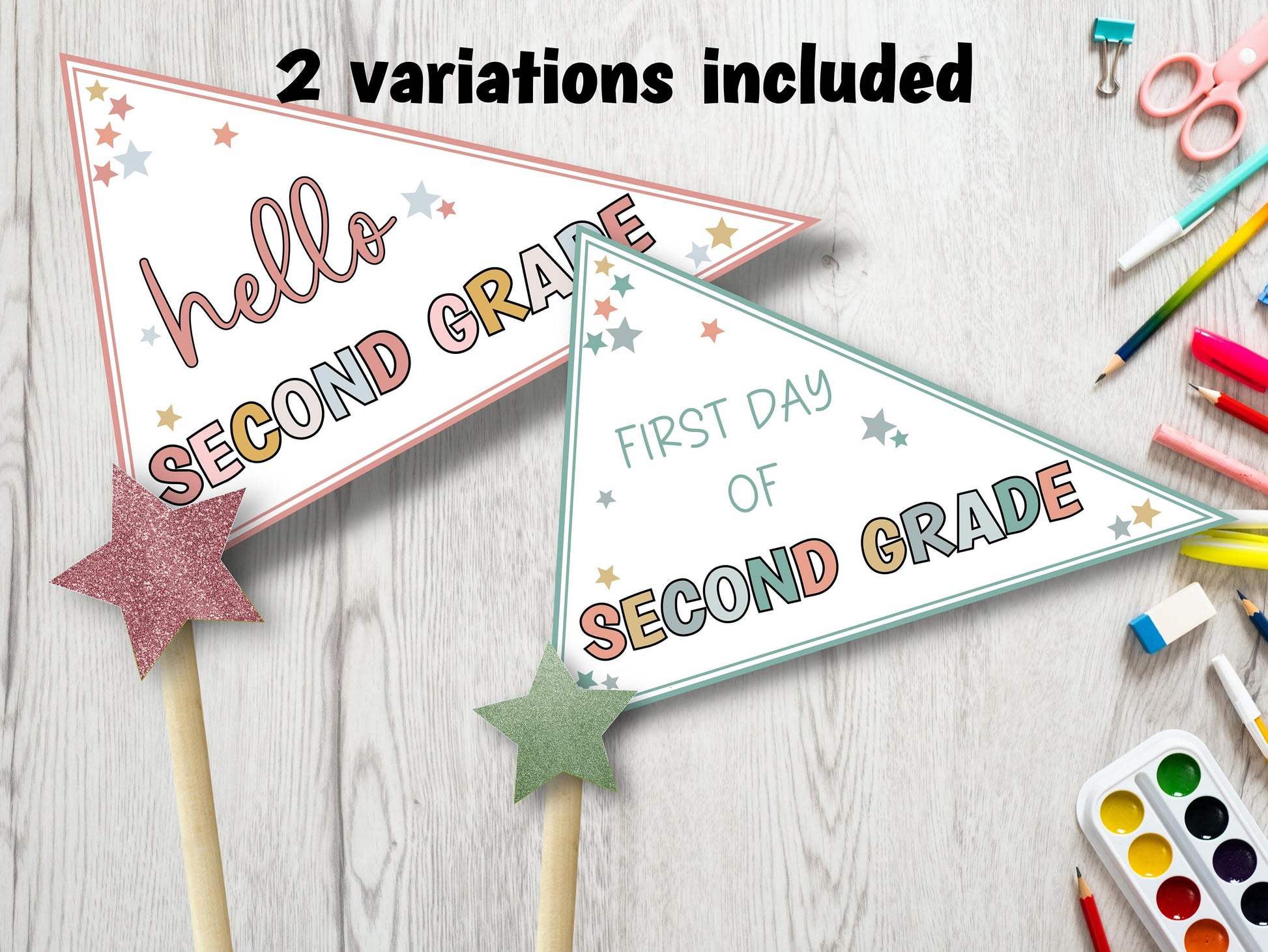 First day of school pennant flag, 1st day of school pennant flag, 2nd grade pennant flag, second grade flag, back to school flag, printable