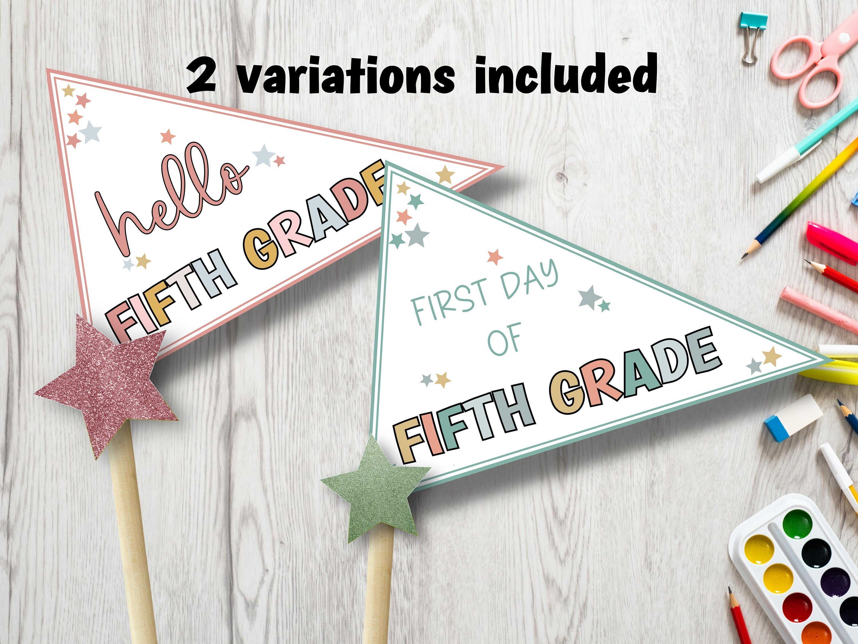 Fifth grade pennant flag, 5th grade pennant flag, first day of school pennant flag, 1st day of school pennant flag, back to school flag,