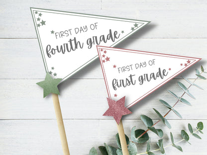 Pennant Flag, First day of school flag, 1st day of school pennant flag, back to school flag, kindergarten flag, first day flag, printable