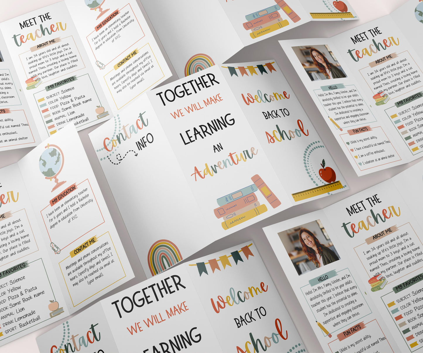 Meet The Teacher editable I I Meet the teacher trifold brochure I Editable Template I Teacher Bundle I Canva Template I Open house template