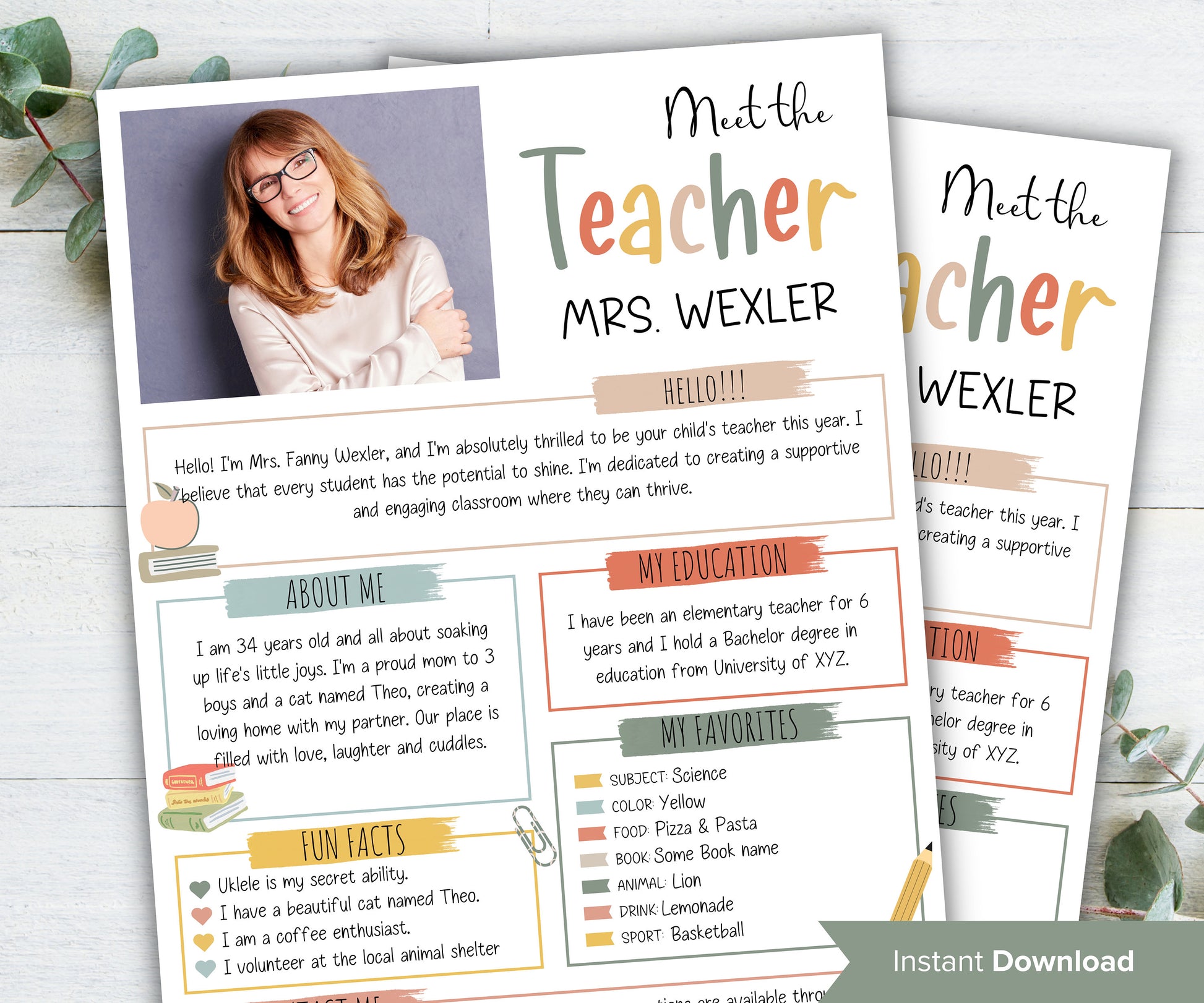 Meet The Teacher editable I I Meet the teacher Boho template I Editable Teacher I Teacher Bundle I Canva Template I Meet the teacher night