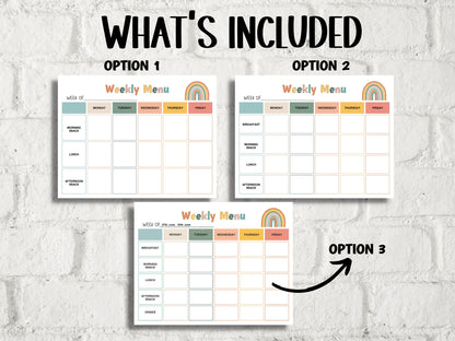 Home Daycare Weekly Menu Editable | Weekly meal planner | Preschool Menu | Home School Meal Planner | Daycare Template I editable menu