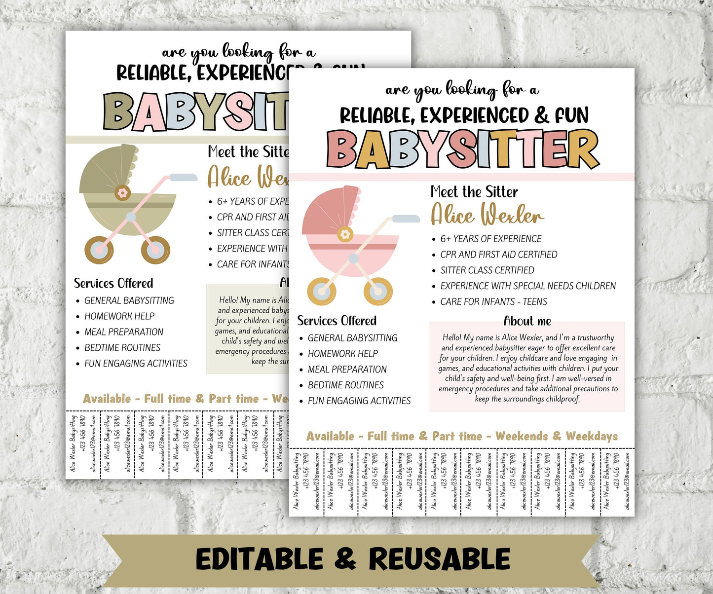 Editable Babysitter Flyer, Childcare Services Community Caretaker Printable Flyer, Babysitter Flyer, Small Business template , Canva Flyer