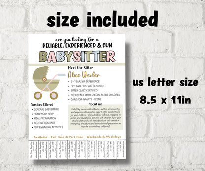 Editable Babysitter Flyer, Childcare Services Community Caretaker Printable Flyer, Babysitter Flyer, Small Business template , Canva Flyer