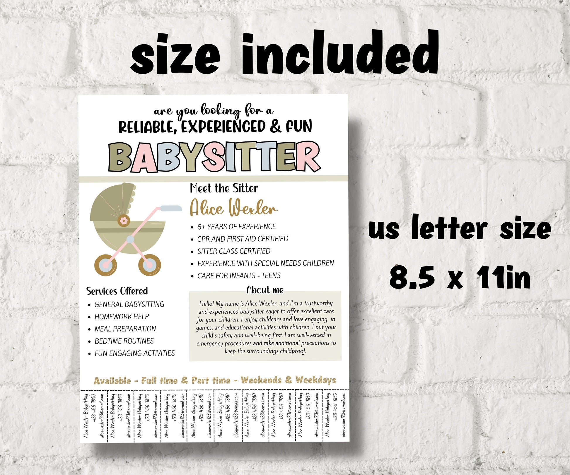 Editable Babysitter Flyer, Childcare Services Community Caretaker Printable Flyer, Babysitter Flyer, Small Business template , Canva Flyer