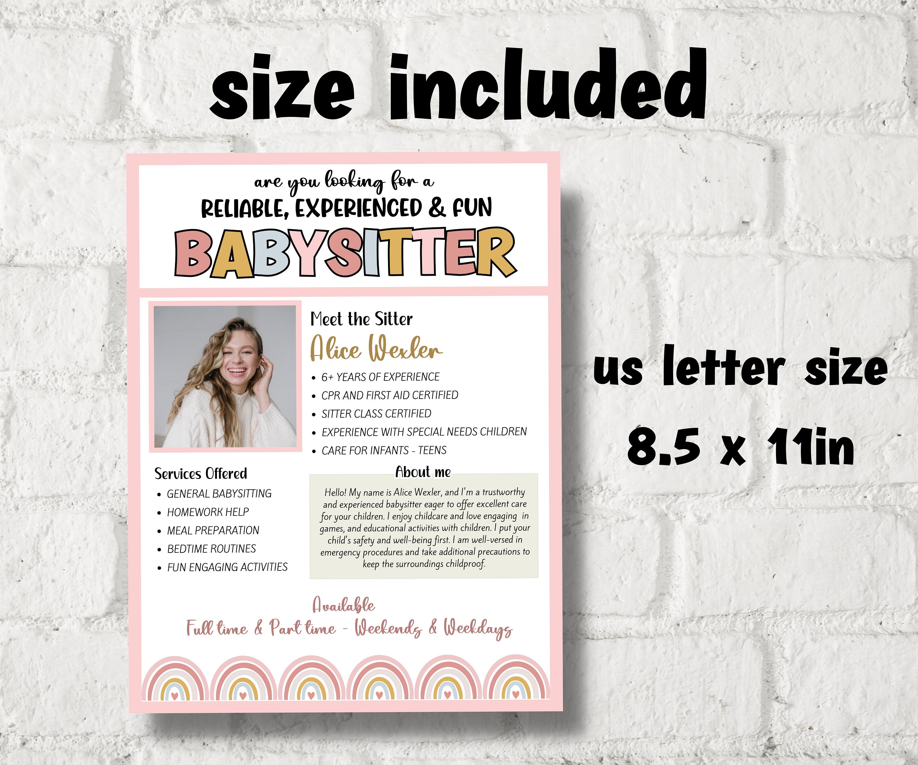 Editable Babysitter Flyer, Childcare Services Community Caretaker Printable Flyer, Babysitter Flyer, Small Business template , Canva Flyer