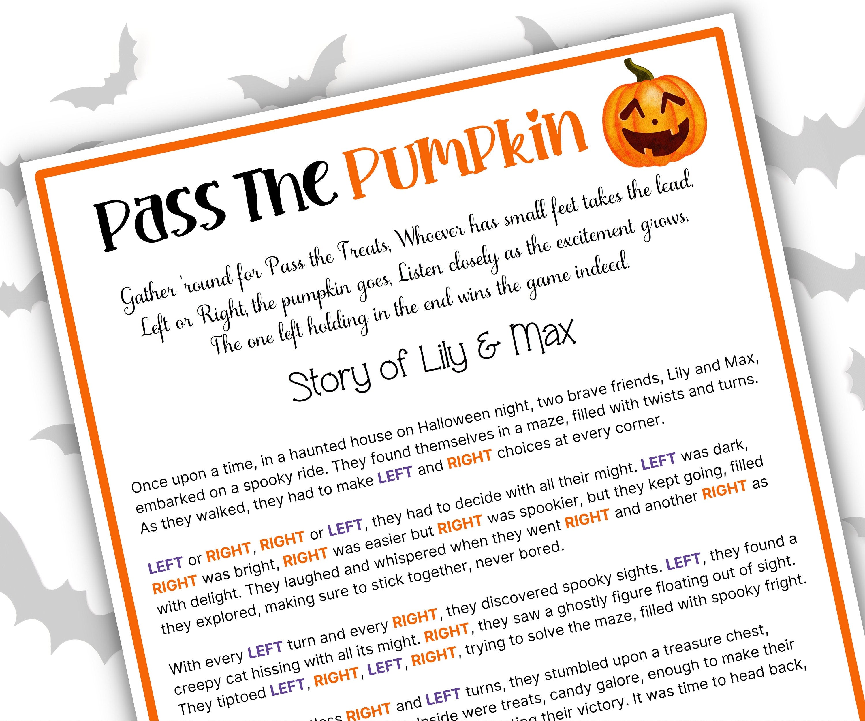 Halloween Pass the Prize game, Left Right Game, Halloween Candy game, Halloween party game, Pass the present, pass the parcel-Halloween Printables -TheHustlingCatLady-Party Games