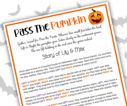 Halloween Pass the Prize game, Left Right Game, Halloween Candy game, Halloween party game, Pass the present, pass the parcel-Halloween Printables -TheHustlingCatLady-Party Games