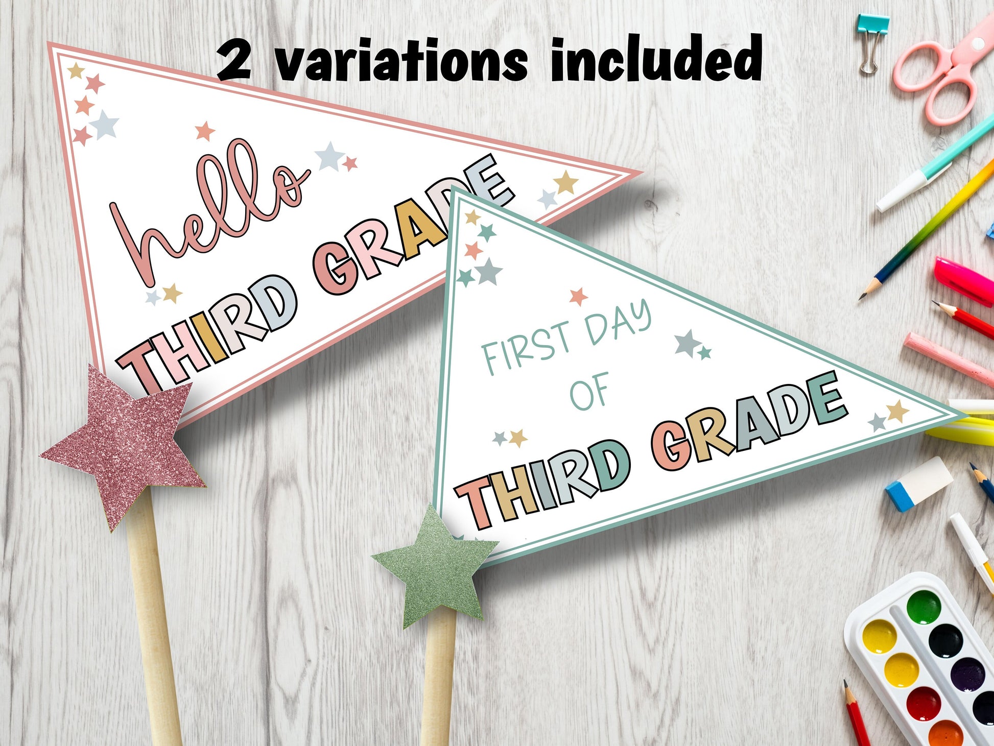 3rd grade flag. third grade sign, first day of school pennant flag, 1st day of school pennant flag, back to school flag, printable flag