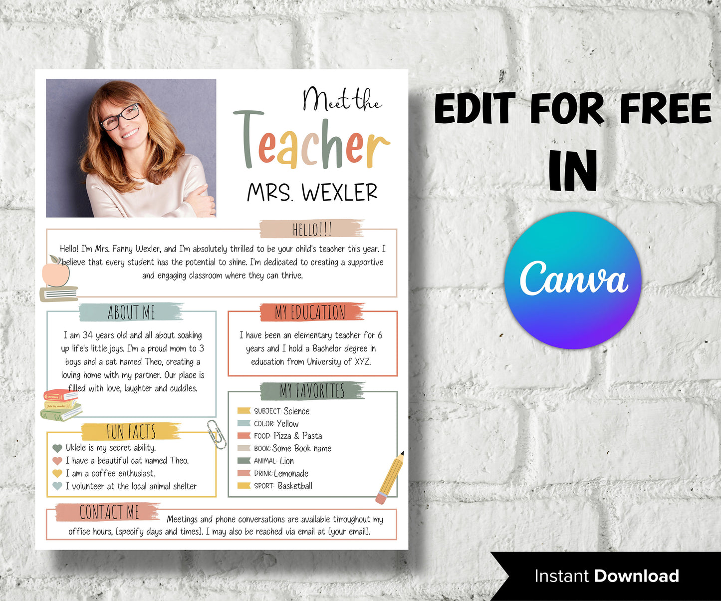 Meet The Teacher editable I I Meet the teacher Boho template I Editable Teacher I Teacher Bundle I Canva Template I Meet the teacher night