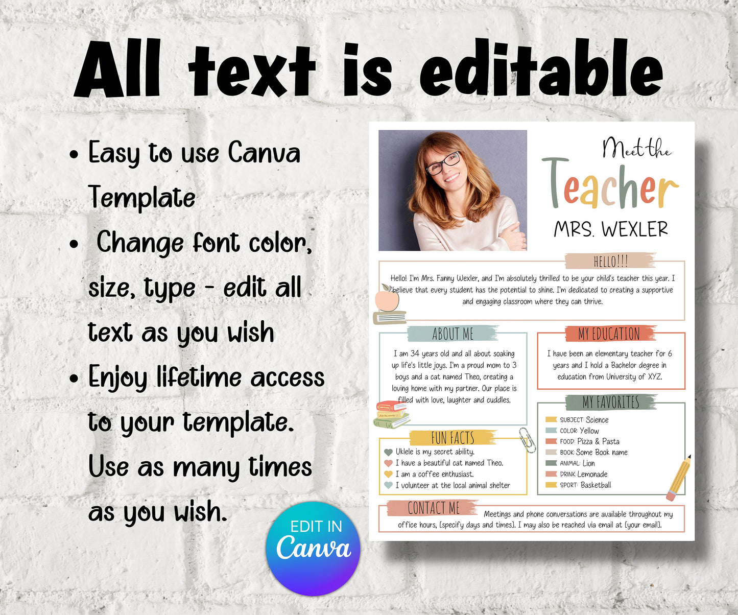 Meet The Teacher editable I I Meet the teacher Boho template I Editable Teacher I Teacher Bundle I Canva Template I Meet the teacher night