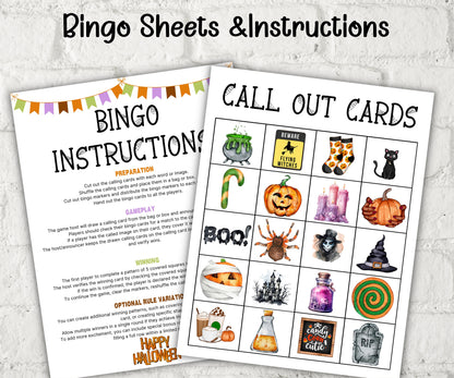 Halloween Candy Bingo, Mix and mingle bingo cards, Halloween Activities, Printable Classroom Bingo, School Halloween, Bingo for adult kids-Halloween Printables -TheHustlingCatLady-Party Games