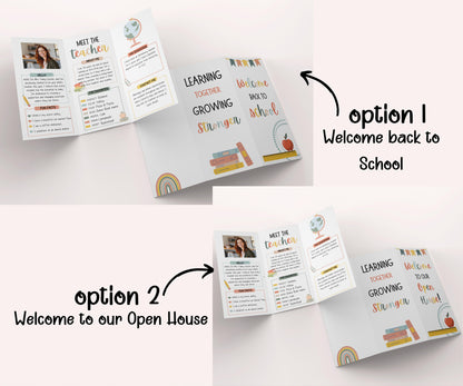 Meet The Teacher editable I I Meet the teacher trifold brochure I Editable Template I Teacher Bundle I Canva Template I Open house template