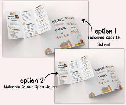 Open House template editable I I Meet the teacher trifold brochure I Editable mini pamphlet template I Canva Template I Trifold template