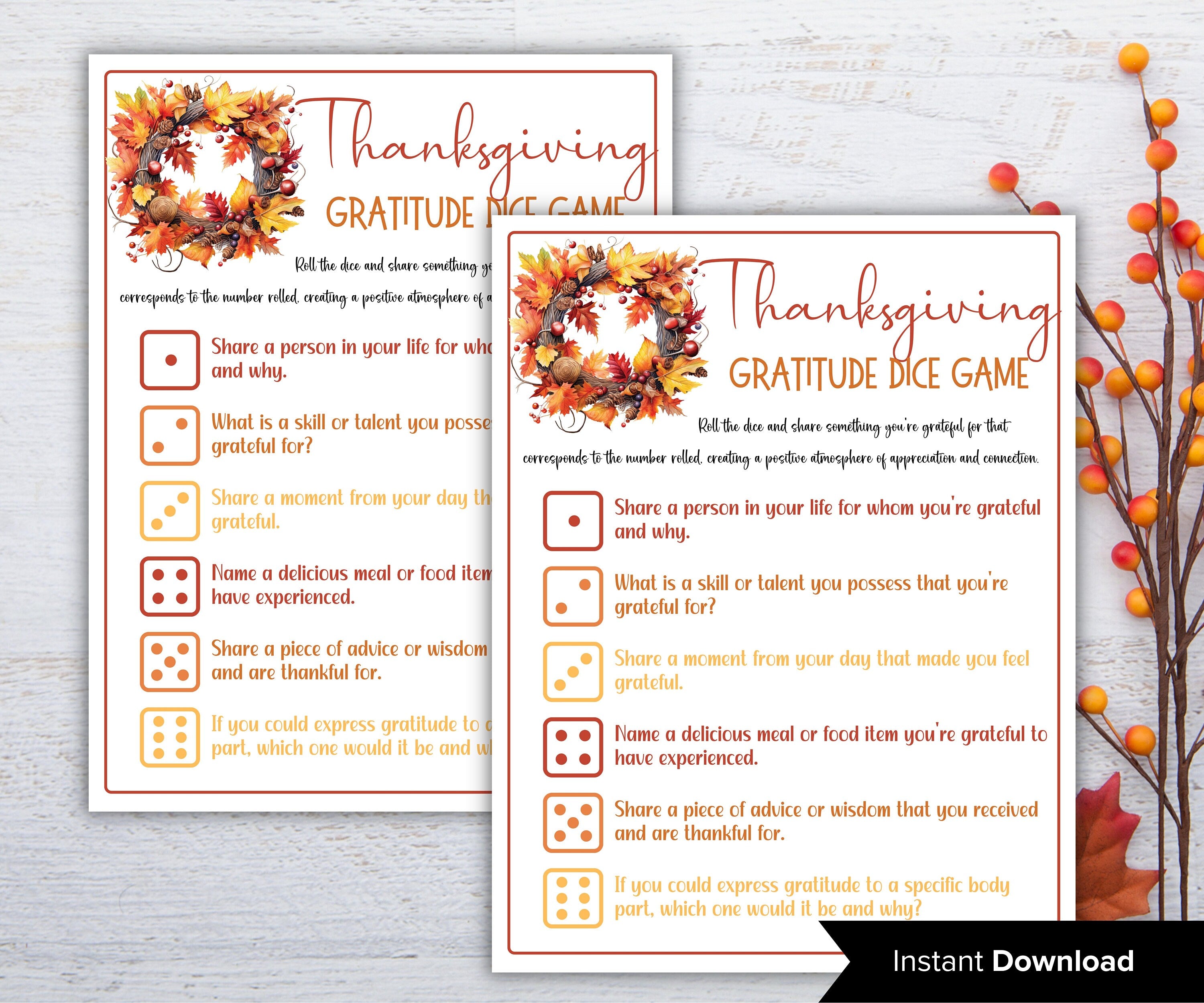 Thanksgiving journal prompts, family reunion game, game night, printable kids candy dice game, give thanks dinner, teacher thanksgiving-Thanksgiving -TheHustlingCatLady-Party Games