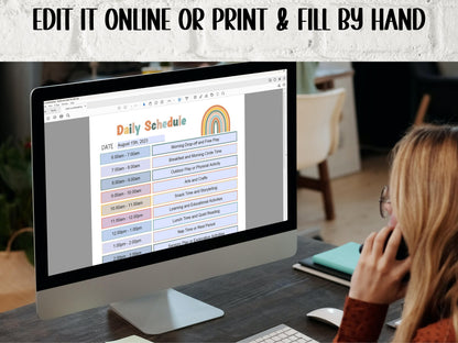 Home Daycare Schedule Editable | Summer Schedule Printable I Daily Checklist For Kids I Daily Routine Chart I Daycare Template