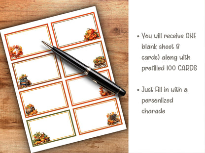 Thanksgiving charades I Charades Pictionary I Fall Game Cards I Family reunion game I Senior Living game I Printable Thanksgiving I Adult-Thanksgiving -TheHustlingCatLady-Party Games