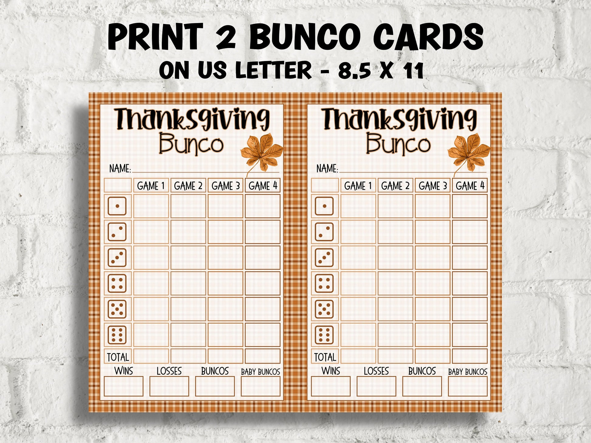 Fall Bunco Card I Thanksgiving Printable Bunco cards I Bunco Score Cards I Bunco Score sheet I Bunco Tally Sheet I I November Bunco I TH01-Thanksgiving -TheHustlingCatLady-Party Games