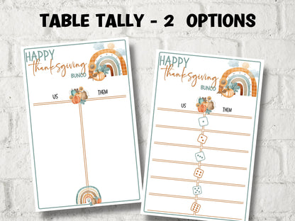 Thanksgiving Printable Bunco cards I Bunco Score Cards I Bunco Score sheet I Bunco Tally Sheet I Fall Bunco Card I November Bunco I TH01-Thanksgiving -TheHustlingCatLady-Party Games