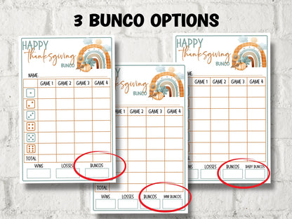 Thanksgiving Printable Bunco cards I Bunco Score Cards I Bunco Score sheet I Bunco Tally Sheet I Fall Bunco Card I November Bunco I TH01-Thanksgiving -TheHustlingCatLady-Party Games