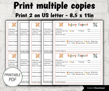 Home Daycare ouch report I injury report I Incident report form I child incident form I daycare incident printable form I boo boo report