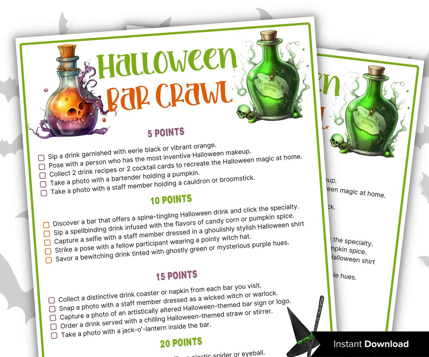 Halloween Bar Crawl Game, Bar Scavenger Hunt, Halloween Drinking Game, Adult Scavenger Hunt, Halloween Pub Crawl , Printable Halloween Game-Halloween Printables -TheHustlingCatLady-Party Games