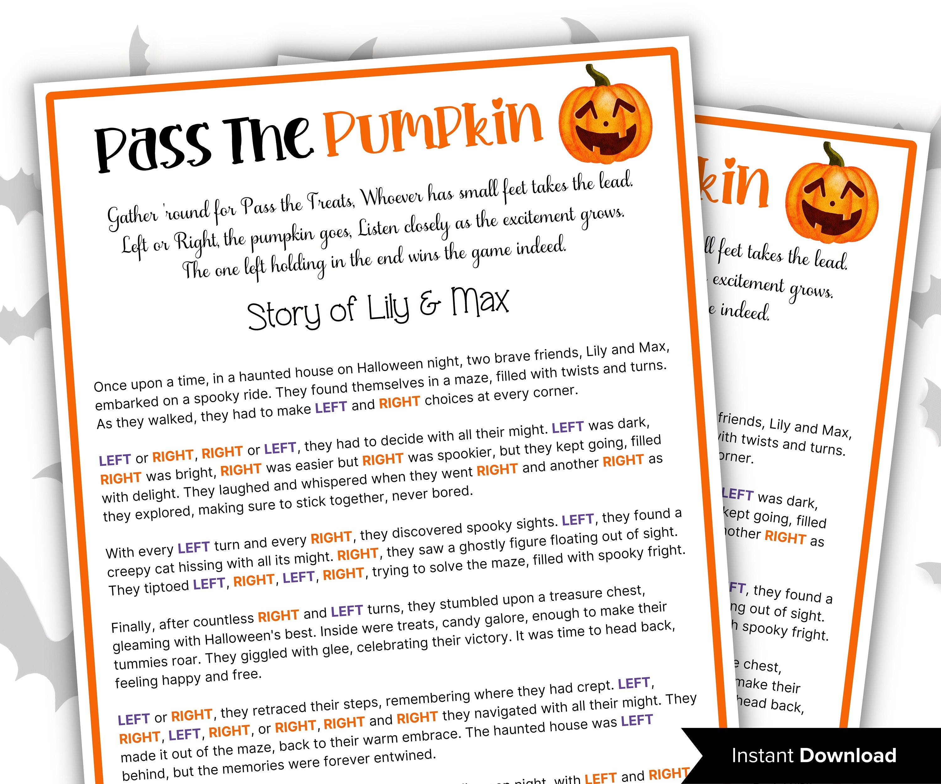 Halloween Pass the Prize game, Left Right Game, Halloween Candy game, Halloween party game, Pass the present, pass the parcel-Halloween Printables -TheHustlingCatLady-Party Games