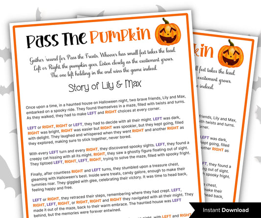 Halloween Pass the Prize game, Left Right Game, Halloween Candy game, Halloween party game, Pass the present, pass the parcel-Halloween Printables -TheHustlingCatLady-Party Games