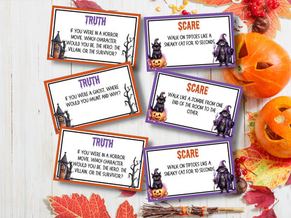 Truth Or Scare I Halloween Party Game I Halloween Activities I Family Game I Games for Teens I Halloween Card Game I Family Game Night-Halloween Printables -TheHustlingCatLady-Party Games