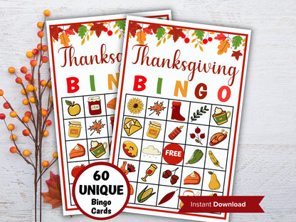 Thanksgiving Bingo Set I Bingo Game for kids I Printable Fall Bingo Game I Turkey Day Game I Thanksgiving party games I Thanksgiving family-Thanksgiving -TheHustlingCatLady-Party Games