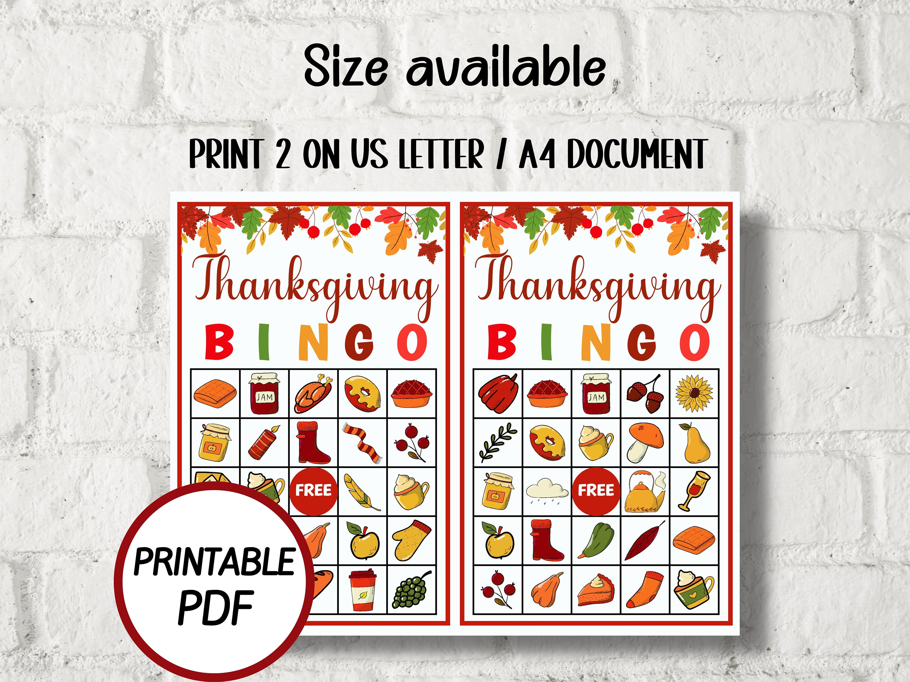 Thanksgiving Bingo Set I Bingo Game for kids I Printable Fall Bingo Game I Turkey Day Game I Thanksgiving party games I Thanksgiving family-Thanksgiving -TheHustlingCatLady-Party Games