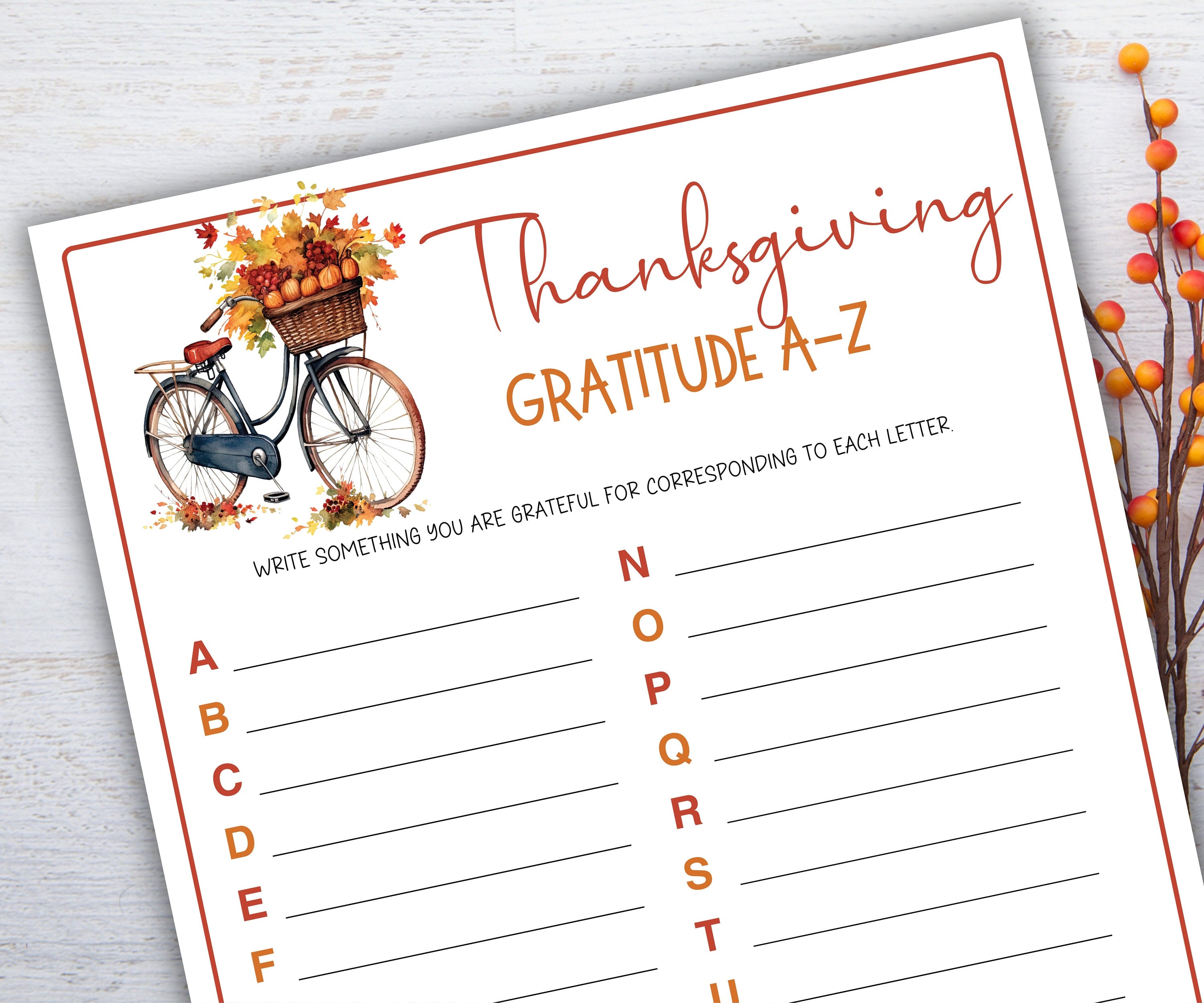 Printable Alphabet gratitude game I 30 days of Gratitude Sheet I Gratitude Card I Gratitude Activity I Gratitude Journal I Give thanks-Thanksgiving -TheHustlingCatLady-Party Games