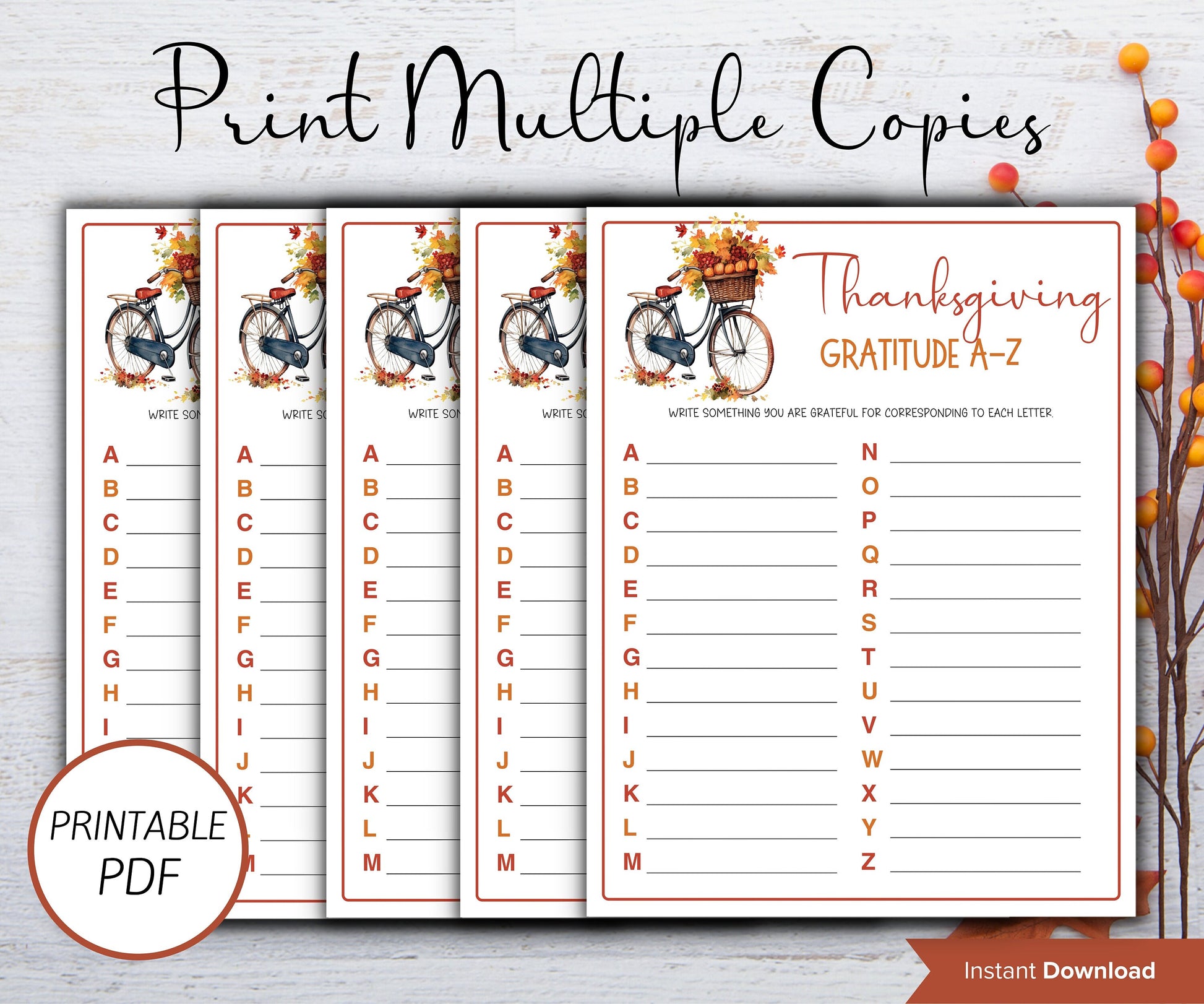 Printable Alphabet gratitude game I 30 days of Gratitude Sheet I Gratitude Card I Gratitude Activity I Gratitude Journal I Give thanks-Thanksgiving -TheHustlingCatLady-Party Games