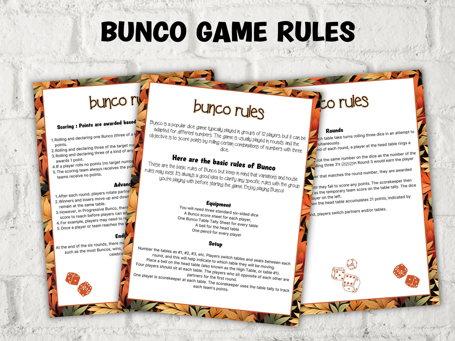 Thanksgiving Printable Bunco cards I Bunco Score Cards I Bunco Score sheet I Bunco Tally Sheet I Fall Bunco I November Bunco Night I TH01-Thanksgiving -TheHustlingCatLady-Party Games