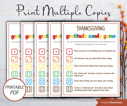 Thanksgiving Gratitude Dice Game for Kids | Thanksgiving Dice Game | Kids Thanksgiving Activity | Family Gratitude Practice Game, candy game-Thanksgiving -TheHustlingCatLady-Party Games