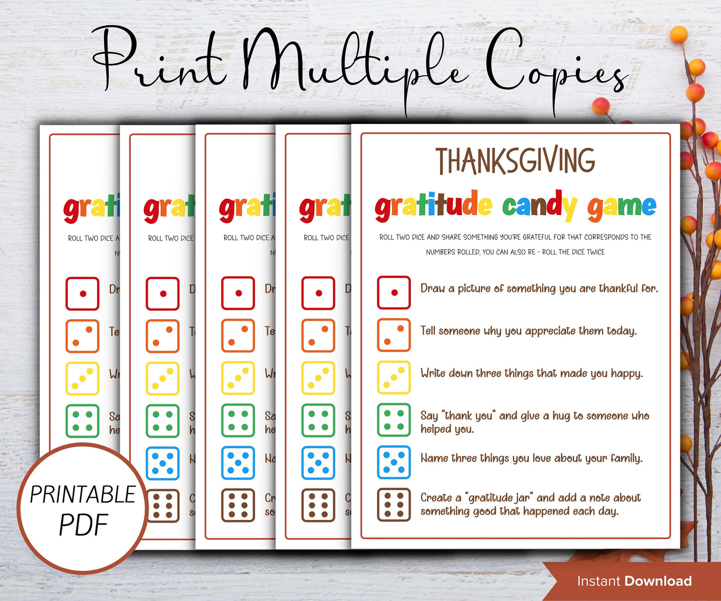 Thanksgiving Gratitude Dice Game for Kids | Thanksgiving Dice Game | Kids Thanksgiving Activity | Family Gratitude Practice Game, candy game-Thanksgiving -TheHustlingCatLady-Party Games