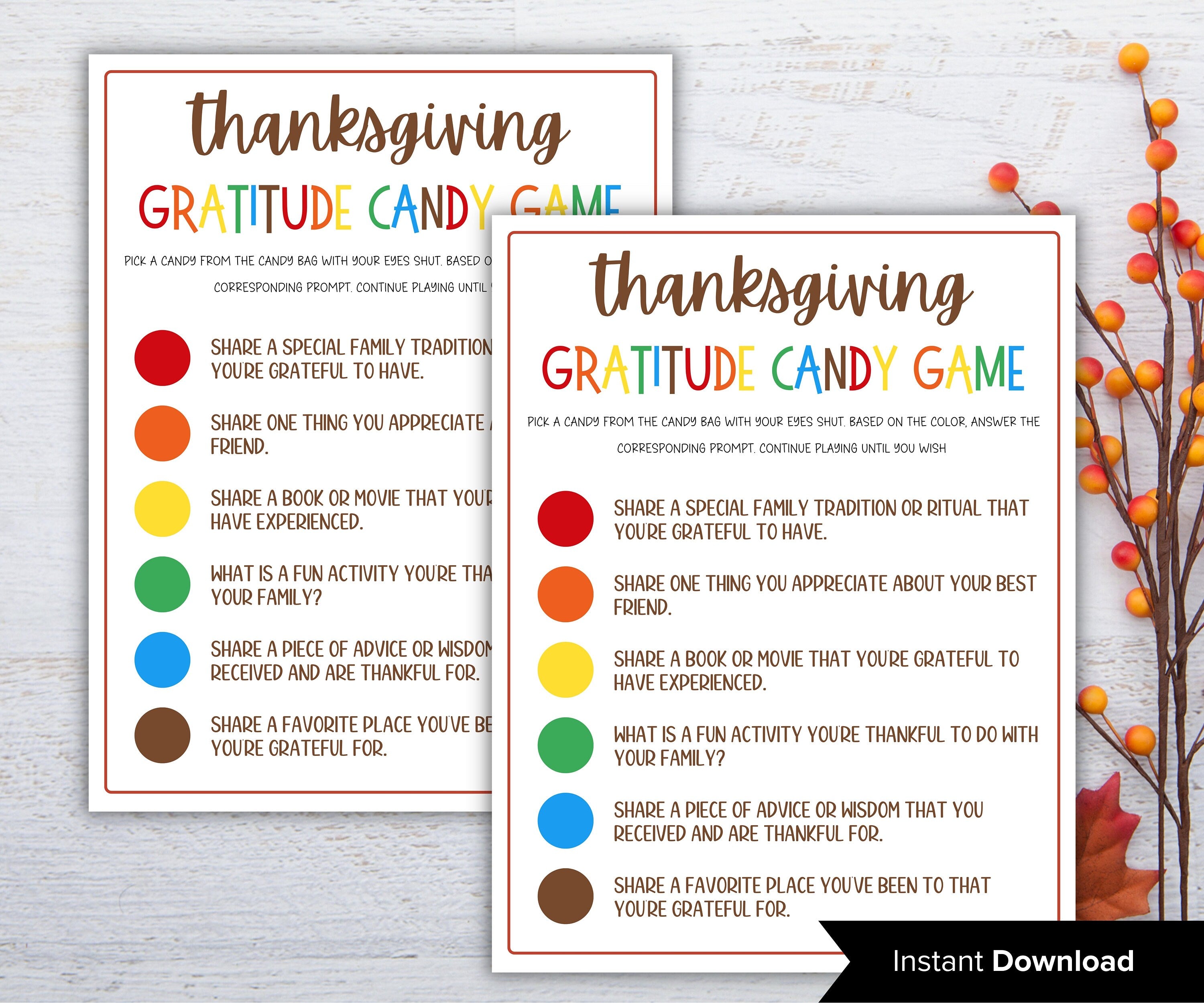 Thanksgiving gratitude game I Gratitude Sheet I Gratitude Card I Gratitude Activity I Kids Thanksgiving I Gratitude Journal I Give thanks-Thanksgiving -TheHustlingCatLady-Party Games