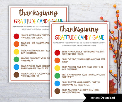 Thanksgiving gratitude game I Gratitude Sheet I Gratitude Card I Gratitude Activity I Kids Thanksgiving I Gratitude Journal I Give thanks-Thanksgiving -TheHustlingCatLady-Party Games