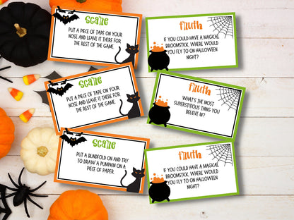 Truth Or Scare I Halloween Party Game I Halloween Activities I Family Game I Games for Teens I Halloween Card Game I Family Game Night-Halloween Printables -TheHustlingCatLady-Party Games